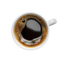 AI generated Cup of coffee PNG. Cup of black coffee isolated. Black cup of coffee top view PNG. Black coffee bird's eye view PNG