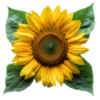 AI generated Sunflower PNG. Sunflower flower isolated. Yellow sunflower fully bloomed PNG. Sunflower flat lay PNG. Yellow flower isolated png