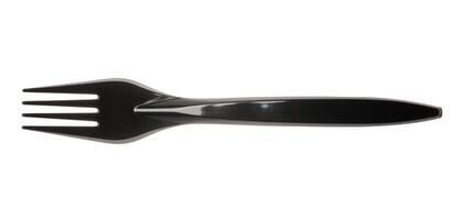 Plastic black fork on isolated background photo