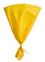 Yellow plastic bag on isolated background photo