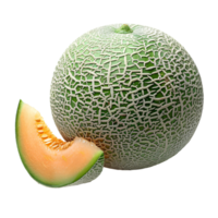 ai generiert Cantaloup-Melone Melone png. Scheibe von Cantaloup-Melone Melone isoliert. erfrischend Melone oben Sicht. Cantaloup-Melone eben legen png