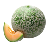 AI generated cantaloupe melon PNG. Slice of cantaloupe melon isolated. Refreshing melon top view. Cantaloupe flat lay PNG