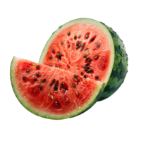 ai généré pastèque png. tranche de pastèque png. pastèque avec des graines Haut vue png. rafraîchissant fruit pastèque plat allonger isolé png