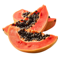 ai generado papaya png. tropical Fruta papaya parte superior ver png. papaya plano laico png. papaya rebanadas para Fruta ensaladas o verano postres papaya rebanada aislado png