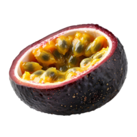 AI generated Passion fruit PNG. Purple passion fruit top view PNG. Passion fruit flat lay PNG. Tropical fruit passion fruit isolated png