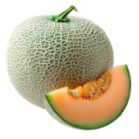 AI generated cantaloupe melon PNG. Slice of cantaloupe melon isolated. Refreshing melon top view. Cantaloupe flat lay PNG