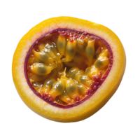 AI generated Passion fruit PNG. Purple passion fruit top view PNG. Passion fruit flat lay PNG. Tropical fruit passion fruit isolated png