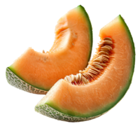 ai genererad cantaloupmelon melon png. skiva av cantaloupmelon melon isolerat. uppfriskande melon topp se. cantaloupmelon platt lägga png