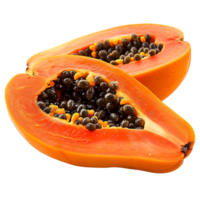 AI generated Papaya PNG. Tropical fruit papaya top view PNG. Papaya flat lay PNG. Papaya slices for fruit salads or summer desserts. Papaya slice isolated png