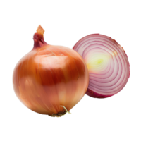 ai généré Jaune oignon png. oignon tranches isolé. biologique légume oignon. oignon Haut vue png. oignon plat allonger png