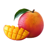 ai generiert Mango png. tropisch Obst Mango isoliert. Mango Scheiben png. Mango oben Aussicht png. Mango eben legen png