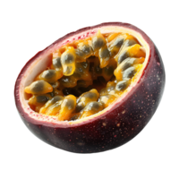 AI generated Passion fruit PNG. Purple passion fruit top view PNG. Passion fruit flat lay PNG. Tropical fruit passion fruit isolated png