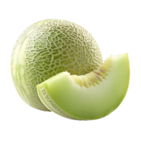 AI generated honeydew melon PNG. Fresh ripe honeydew fruit isolated. Honeydew melon slices PNG. Honeydew melon for fruit desserts during summer time png