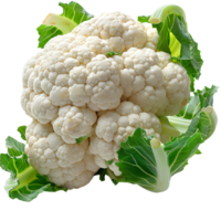 AI generated Cauliflower PNG. Cauliflower vegetable isolated. Organic vegetable cauliflower PNG. Cauliflower leaves. Green leafy vegetable PNG