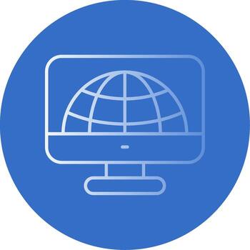 Monitor Gradient Line Circle Icon vector