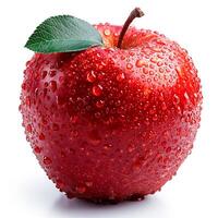 AI generated Ripe red apple on a white background - AI generated image photo