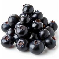 AI generated Black currant berries on a white isolated background - AI generated image photo