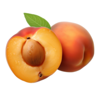 AI generated apricot png. apricot fruit with leaves png. organic fruit of apricot isolated. apricot flat lay png. apricot top view png