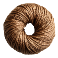 AI generated ball of knitting yarn PNG. brown wool yarn PNG. brown cotton yarn PNG. brown knitting yarn ball for textiles and clothing png