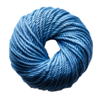 AI generated ball of knitting yarn PNG. blue wool yarn PNG. blue cotton yarn PNG. blue knitting yarn ball for textiles and clothing png