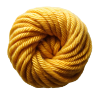 AI generated ball of knitting yarn PNG. yellow wool yarn PNG. yellow cotton yarn PNG. yellow knitting yarn ball for textiles and clothing png