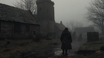 AI generated A Mysterious Journey Through the Foggy Village photo