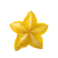 ai generiert Karambola Obst png. Star Obst isoliert. Karambola Star geformt Obst png. Karambola oben Aussicht png. Sternfrucht eben legen png