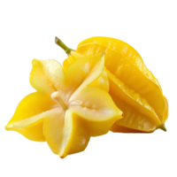 ai genererad carambola frukt png. stjärna frukt isolerat. carambola stjärna formad frukt png. carambola topp se png. stjärnfrukt platt lägga png