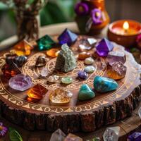 Minerals, Crystals, Semi precious Gemstones, Magic still life for Crystal Energy Healing, photo