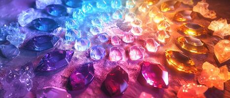 Concept background with Minerals, Crystals, Semi precious Gemstones photo