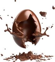 AI generated Chocolate egg exploded photo