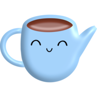blu caffè boccale con caffè dentro 3d su trasparente sfondo png