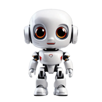 ai generato allegro carino bianca in piedi umanoide robot png isolato su un' trasparente sfondo ai generativo