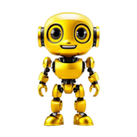 ai gerado alegre fofa amarelo em pé humanóide robô png isolado em uma transparente fundo ai generativo