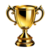 AI generated Gold trophy cups isolated on a transparent background, including awards, winner cups, and medal artwork in graphic design AI Generative png