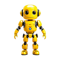 AI generated Cheerful cute yellow standing humanoid robot PNG isolated on a transparent background AI Generative