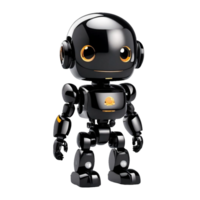 AI generated Cheerful cute black standing humanoid robot PNG isolated on a transparent background AI Generative