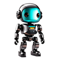 ai gegenereerd vrolijk schattig zilver en taling kleur staand humanoid robot PNG geïsoleerd Aan een transparant achtergrond ai generatief