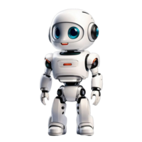 AI generated Cheerful cute white standing humanoid robot PNG isolated on a transparent background AI Generative