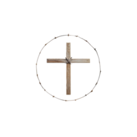 Christian Kreuz mit Blätter auf ein transparent Hintergrund hoch Qualität png