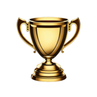 AI generated Gold trophy cups isolated on a transparent background, including awards, winner cups, and medal artwork in graphic design AI Generative png