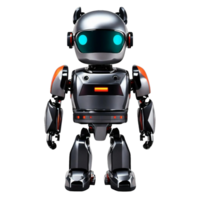 AI generated Cheerful cute silver and teal color standing humanoid robot PNG isolated on a transparent background AI Generative