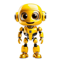 AI generated Cheerful cute yellow standing humanoid robot PNG isolated on a transparent background AI Generative