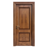 AI generated Door Isolated on Transparent Background. Front view Closed Wooden Door with Frame PNG