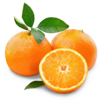 AI generated Fresh Orange with leaf isolated on transparent background . transparent PNG