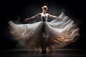 AI generated Graceful Ballet Dancer in Motion Captured with High-Speed Camera and Wide Aperture Lens photo