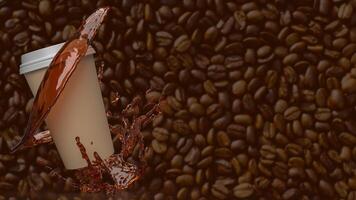 Coffee cup on Bean Background for hot drink concept 3d rendering. photo