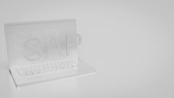 The Sap on notebook for technology concept 3d rendering. photo