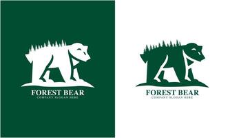 oso Bebiendo, bosque, luna, fuego, whisky, oso cabeza, animal vector diseño gráfico ilustración