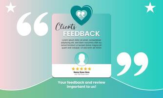 Client review or customer rating testimonial social media post design service feedback concept vector